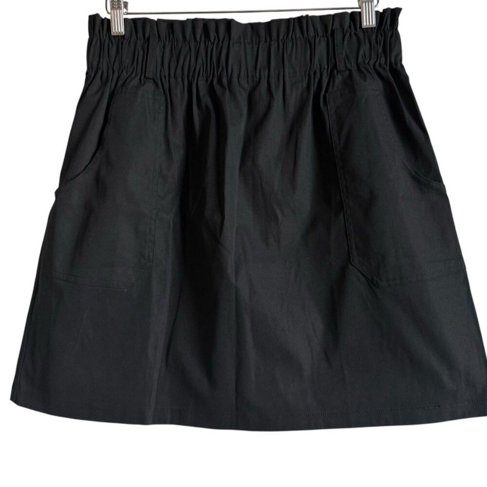 Kancy Kole Skirt Women’s XL Black High Waisted Pull On Paper Bag‎ A-Line Mini